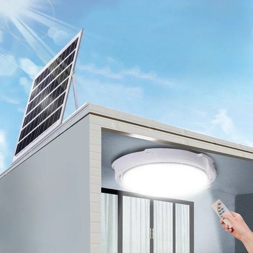 מנורה צמודת תקרה סולארית 3 גווני הארה 30W + שלט אלחוטי