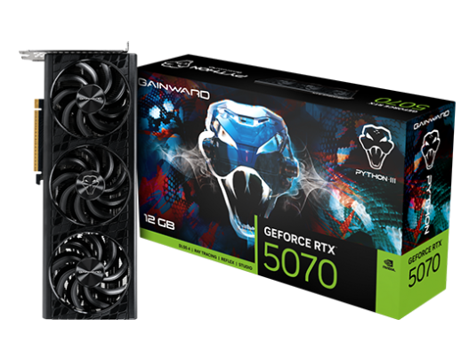 כרטיס מסך Gainward GeForce RTX™ 5070 Python III Gaming Triple Fan 12Gb / DDR7 / 192Bit