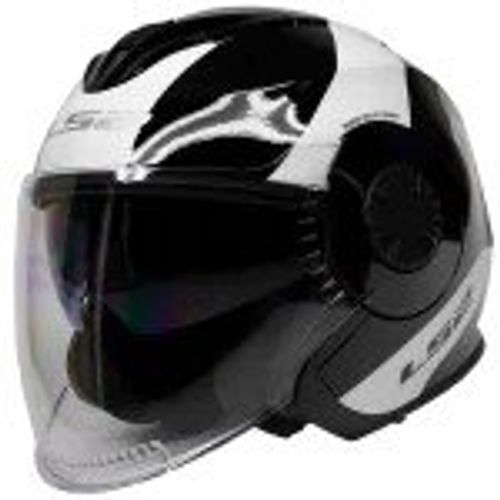 קסדת 3/4 אל אס 2 ורסו שחור/ לבן מבריק – LS2 OF570 VERSO RAVE GLOSS BLACK WHITE