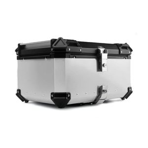 ארגז אלומיניום מרופד לאופנוע 55 ליטר כסוף – GUARDTEK BOX ALUMINUM 55L SILVER