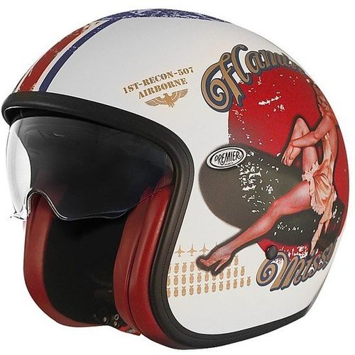 קסדה 3/4 פרימייר לבן/ אדום מט – PRIMIER VINTAGE PIN UP 8 BM GET