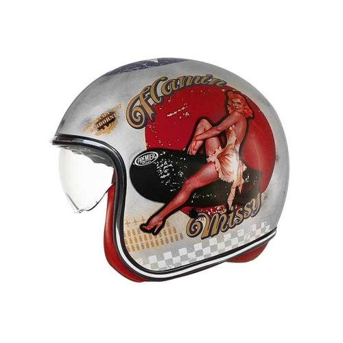 קסדה 3/4 פרימייר לבן/ אדום מט – PRIMIER VINTAGE PIN UP 8 BM GET