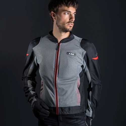 מעיל קיץ גברים אל אס 2 אבו אפור/ שחור /אדום – LS2 AIRY EVO MAN JACKET GREY BLACK RED