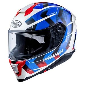 קסדה מלאה פרימייר לבן/ כחול/ אדום מבריק – PREMIER HYPER HP12