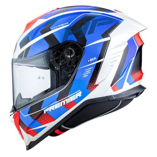 קסדה מלאה פרימייר לבן/ כחול/ אדום מבריק – PREMIER HYPER HP12