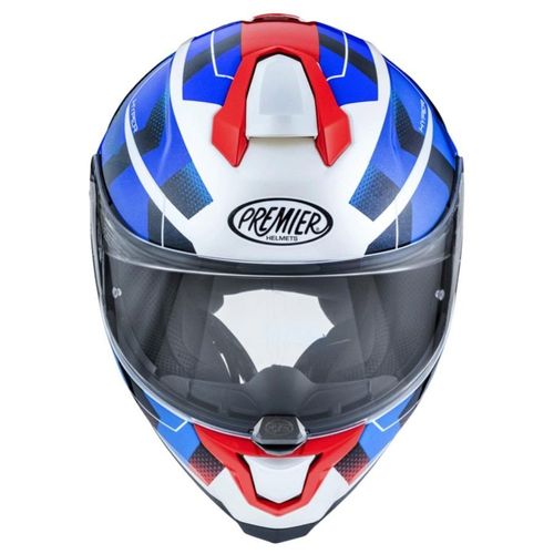 קסדה מלאה פרימייר לבן/ כחול/ אדום מבריק – PREMIER HYPER HP12