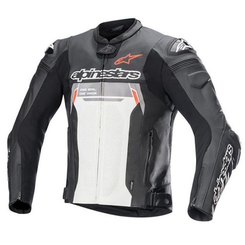 מעיל עור גברים אלפינסטארס שחור/ לבן – ALPINESTARTS MISSILE V2 IGNITION LEATHER