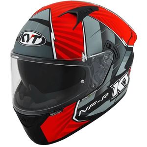 קסדה מלאה קיי ווי טי אפור/ אדום/ שחור – KYT NF-R XAVI FORES REPLICA ORIGINAL MATT BLACK /RED