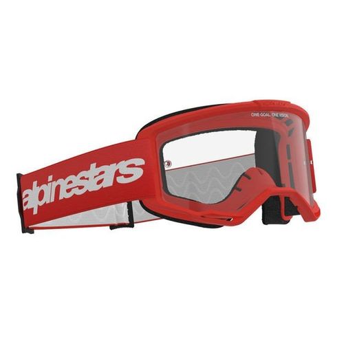 משקפי אבק אלפינסטארס אדום/ עדשה שקופה – ALPINESTARS VISION 3 WORDMARK