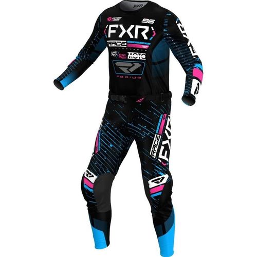חליפת רכיבה אף אקס אר שחור/ כחול/ ורוד – FXR RACING PODIUM GEAR V25‏