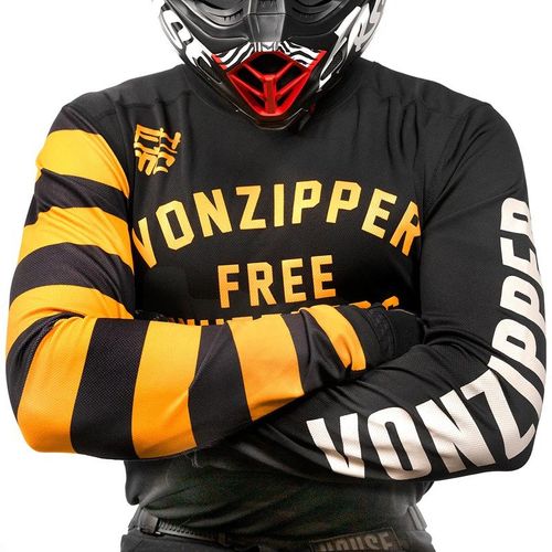 חולצת רכיבה פסטהאוס שחור/ כתום – FASTHOUSE VONZIPPER USA BARLEY MOTO