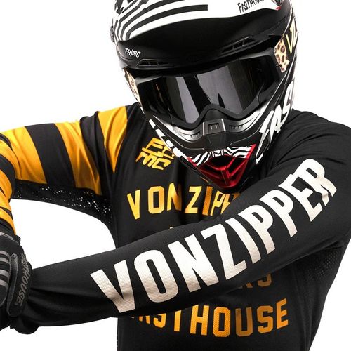 חולצת רכיבה פסטהאוס שחור/ כתום – FASTHOUSE VONZIPPER USA BARLEY MOTO