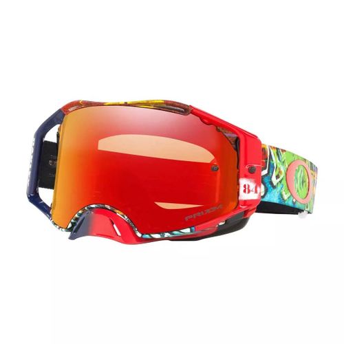 משקפי אבק אוקלי אדום/ כחול עדשת מראה – OAKLEY AIRBRAKE HERLINGS GRAFFITO PRIZM MX GOGGLES