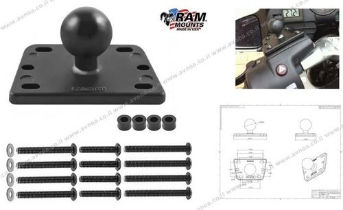 בסיס מרובע לכוסית שמן Ram Mount