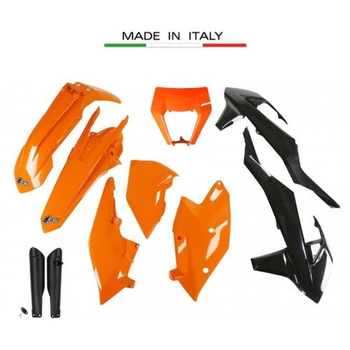 סט פלסטיקה כולל מגיני בולמים UFO KTM EXC/EXC-F 17-19 צביעה מקורית