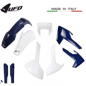 סט פלסטיקה UFO Husqvarna TE-TX-FE 17-19 כולל מסגרת פנס ומגיני בולמים צביעה מקורית