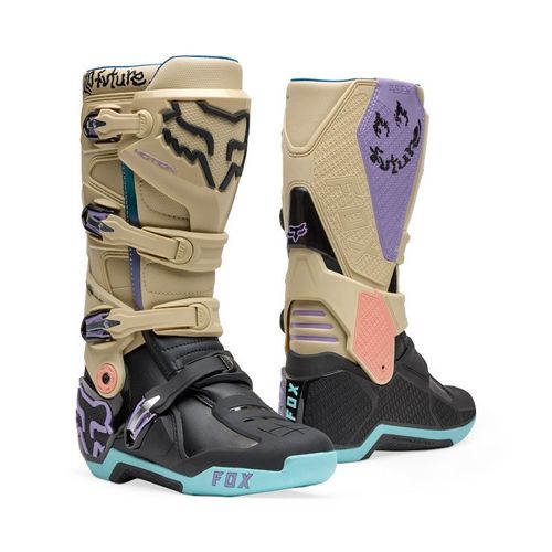 מגף רכיבה פוקס מדברי / שחור / טורקיז / לילך - FOX MOTION HELLO FUTURE BOOT V25