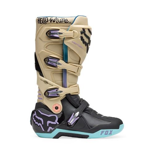 מגף רכיבה פוקס מדברי / שחור / טורקיז / לילך - FOX MOTION HELLO FUTURE BOOT V25