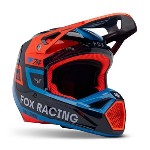 קסדת ילדים פוקס כחול / כתום - FOX YTH V1 RACE SPEC V25
