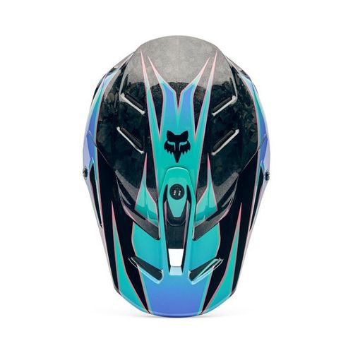 קסדת פוקס קרבון שחור / כחול - FOX V3 RS CANVAS V26