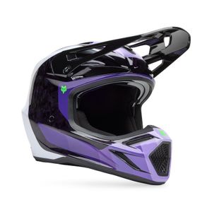 קסדת פוקס קרבון שחור / סגול - FOX V3 RS GRID V25