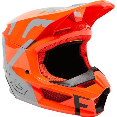 קסדה ילדים לאופנוע שטח V1 כתום / אפור - YOUTH V1 SKEW HELMET