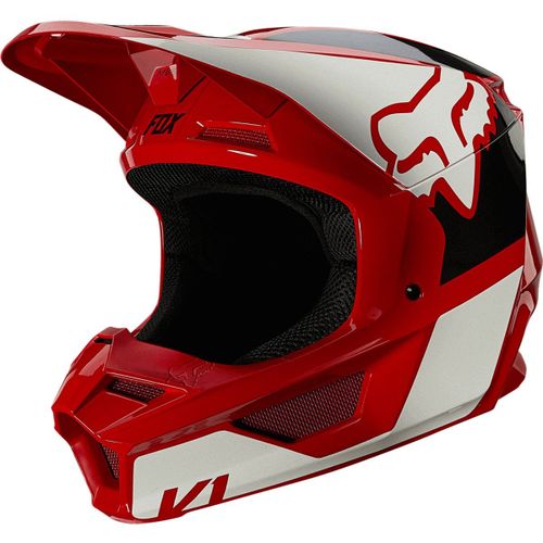 קסדה ילדים לאופנוע שטח אדום / לבן - YOUTH V1 REVN HELMET