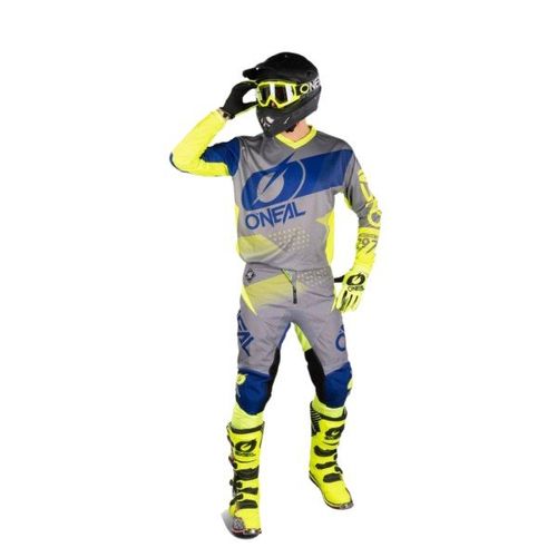 חליפת רכיבה ילדים אוניל אפור/ צהוב/ כחול – ONEAL YOUTH ELEMENT FACTOR V.22