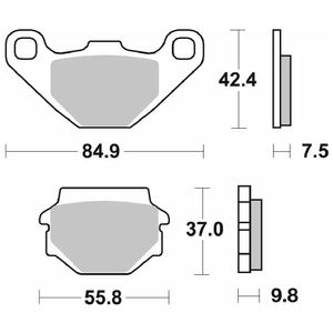 586-רפידות בלם אחורי KAWASAKI KLE/GPZ/KLR YAMAHA Grizzly300 קרמי