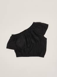 Slated shoulder top with flounce