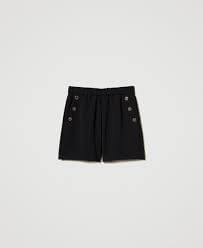 Crêpe shorts with logo buttons
