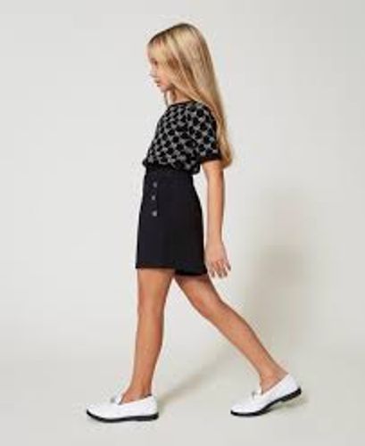 Crêpe shorts with logo buttons