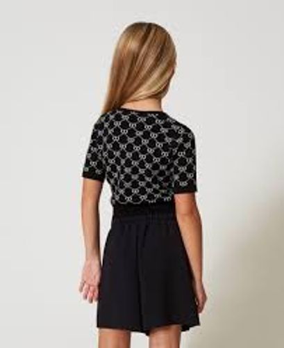 Crêpe shorts with logo buttons