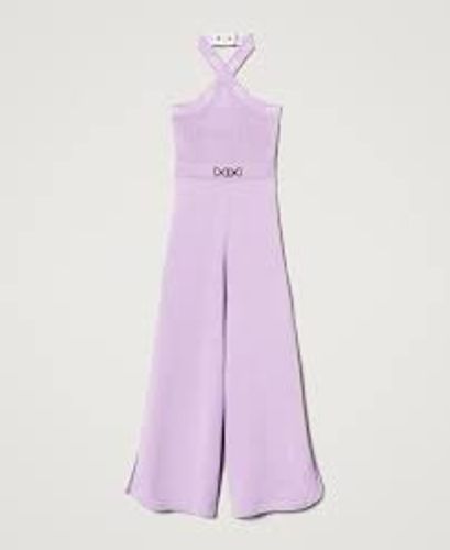 Knit jumpsuit with jacquard Oval T Girl, Purple |