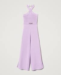 Knit jumpsuit with jacquard Oval T Girl, Purple |