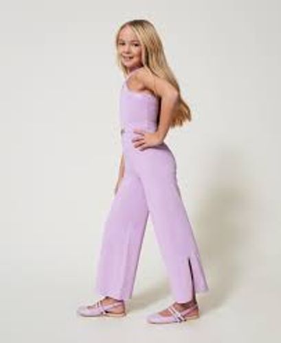 Knit jumpsuit with jacquard Oval T Girl, Purple |
