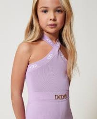 Knit jumpsuit with jacquard Oval T Girl, Purple |
