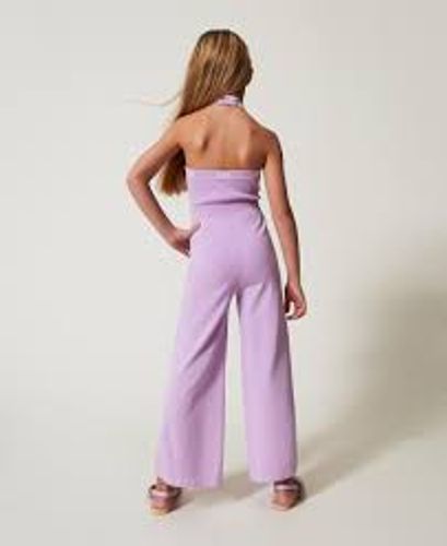 Knit jumpsuit with jacquard Oval T Girl, Purple |