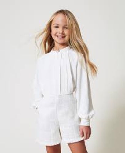 Crêpe de Chine and bouclé jumpsuit Girl, | TWINSET Milano‏