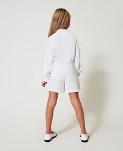 Crêpe de Chine and bouclé jumpsuit Girl, | TWINSET Milano‏
