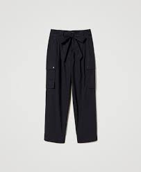 Trousers with utility pockets and belt