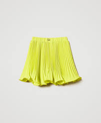 Pleated crêpe de Chine short skirt