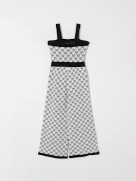Long knit jumpsuit with jacquard Oval T