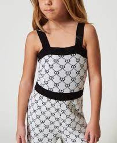 Long knit jumpsuit with jacquard Oval T