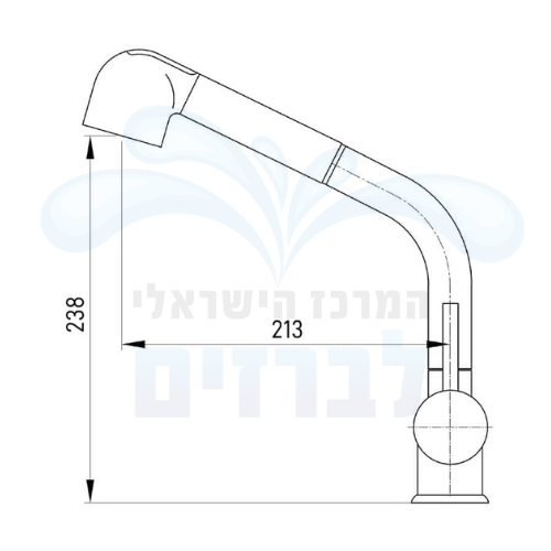 מידות ברז פרח נשלף גבוה לכיור מטבח Aquila Valle 2207A | שני מצבי זרימה אקווילה