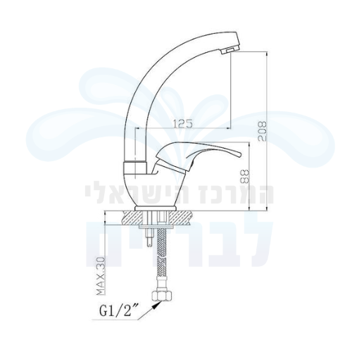 מידות ברז ברבור פיה קצרה מסתובבת Aquila Swan 2008A-0 אקווילה