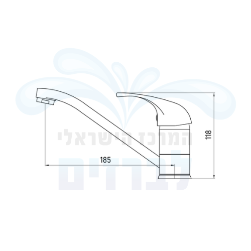 מידות ברז פרח נמוך פיה בינונית מסתובבת Aquila Colomba 2404A-1 | אקווילה