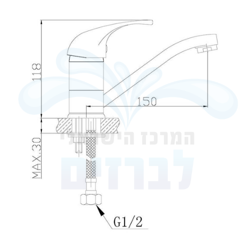 מידות ברז פרח נמוך לכיור רחצה פיה קצרה מסתובבת Aquila Colomba 2404A-0 | אקווילה