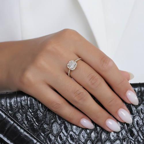 טבעת אירוסין יהלומים 1.35CT זהב 14K