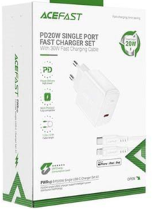 סט מטען קיר ACEFAST A1 PD20W + כבל Lightning